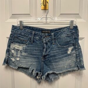 Abercrombie & Fitch Distressed Blue Denim Jean Shorts